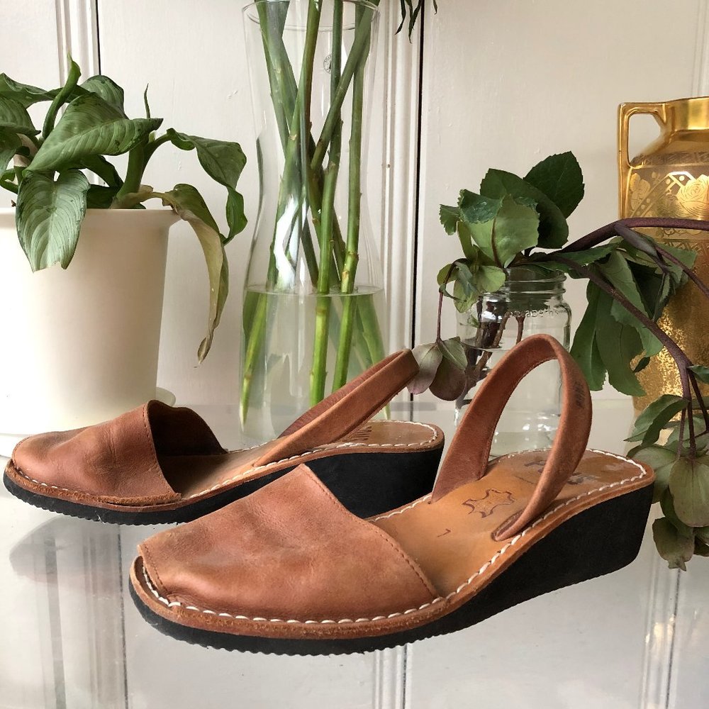 Pons Leather Slingback Sandal, Made in Spain, Sz 7